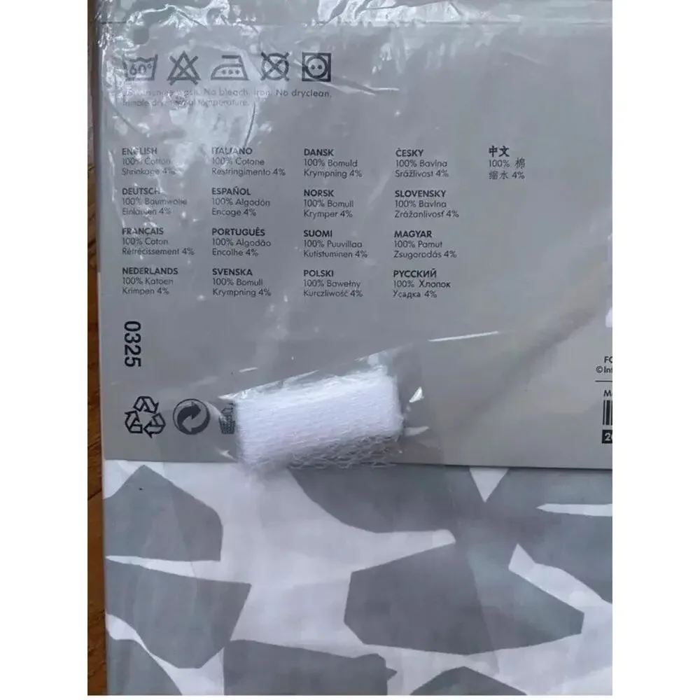 Ikea PETRA Window Drapes Curtains 57x118” Gray White Modern Cotton NEW One Pair